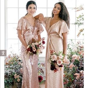 Revelry Gwen Sequin Dress (Rose Gold, Size 10)